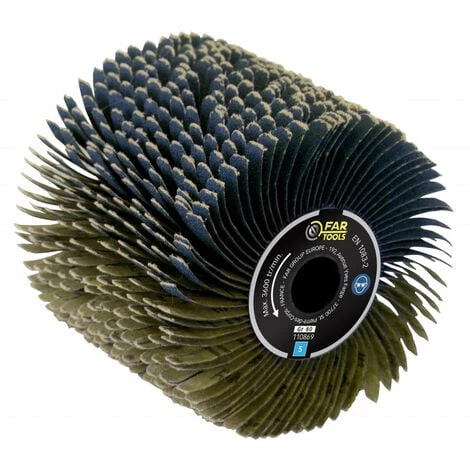 Brosse à Lanières Abrasives Pour Poncer Des Surfaces Incurvées Ø120x100 Mm GR36 FARTOOLS 1 Brosse à Lanières Abrasives Pour Poncer Des Surfaces Incurvées Ø120x100 Mm GR36 FARTOOLS