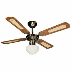 Ventilateur De Plafond BALI D. 107 Cm 4 Pales Noyer/cannées Noyer 50 W 230 V - 112422 - Fartools